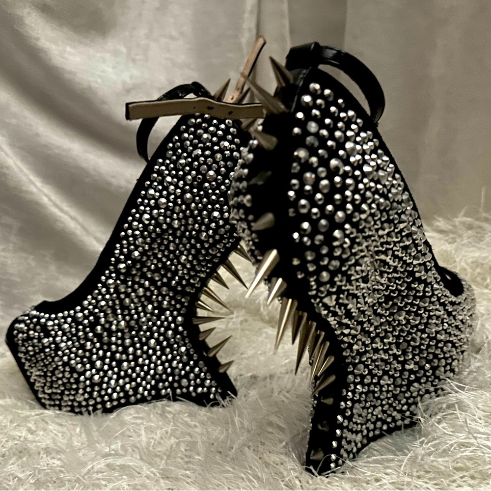 Real metal spike platform shoes